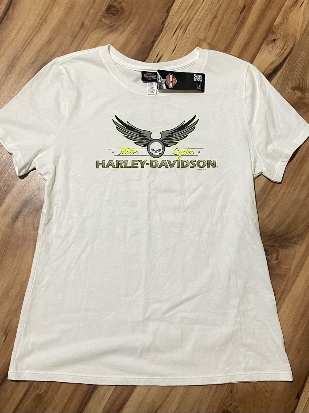 NWT Harley-Davidson Women's Glow Winged Skull Graphic T-Shirt White Large